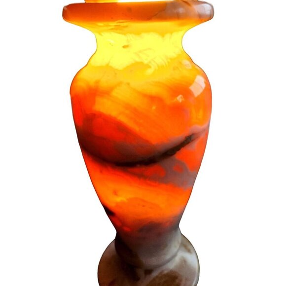 Vintage Marbled Onyx Alabaster Stone Vase 7.25 inches tall x 3 inches wide - Picture 15 of 15